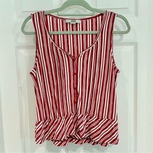 Vintage America Blues Striped Red White Tank Top Shirt Women Sz L Casual